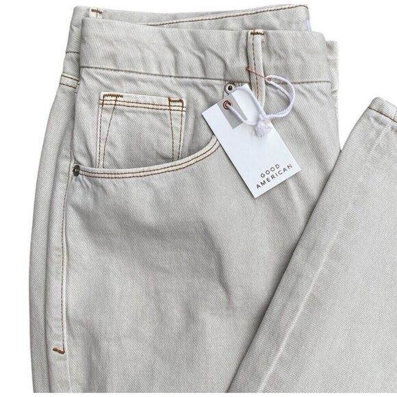 Good American Women Good 90's Icon Straight High Rise Bone Jeans 15 / 36 - Picture 3 of 7